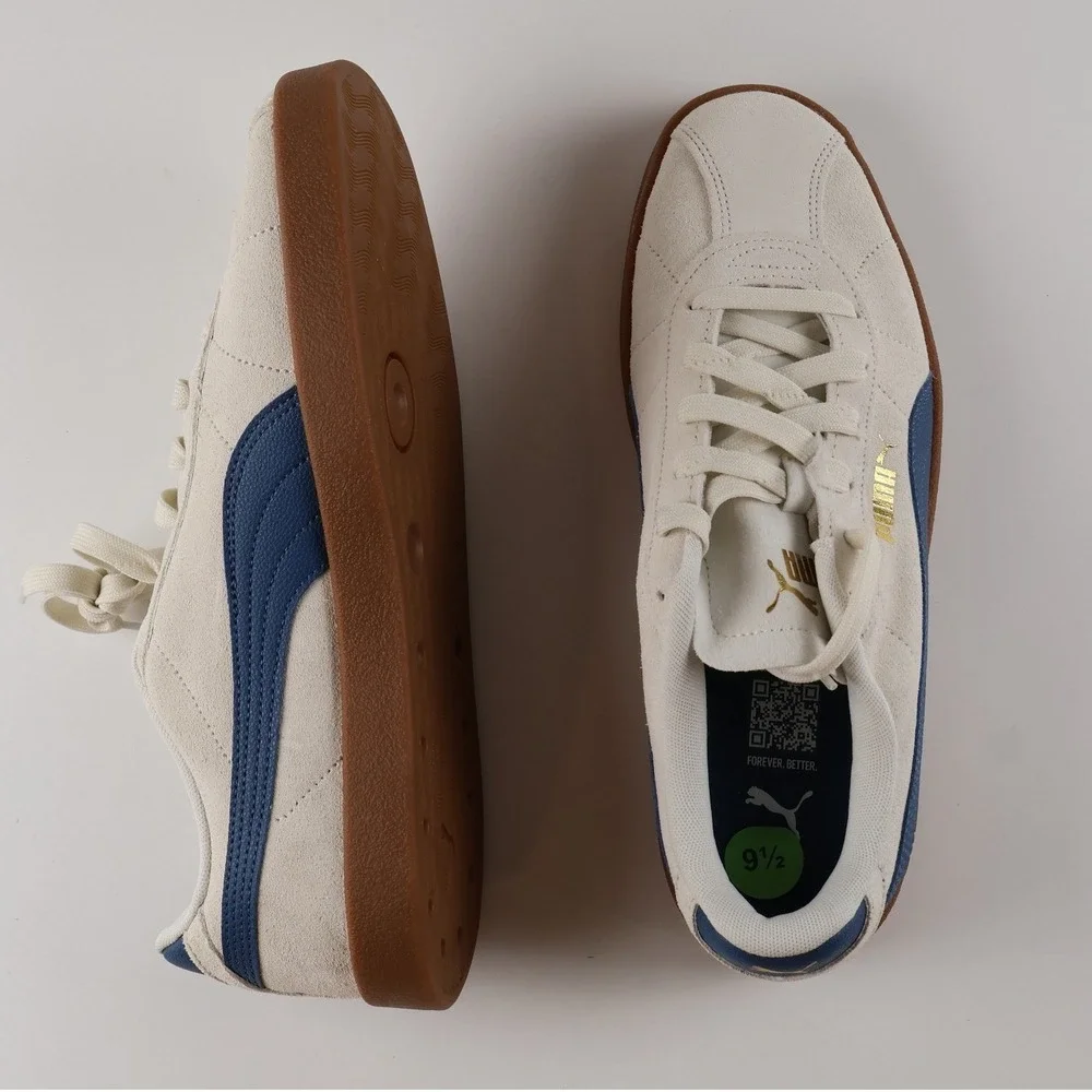 Puma Club 5v5 Sneakers White Blue Suede 9.5 NWOT